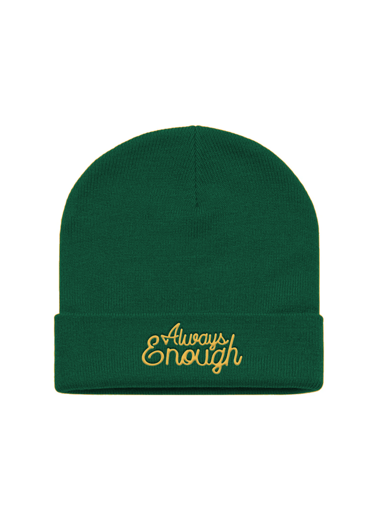 Always Enough Beanie in Bottle Green with gold embroidery by Old Eltons Clothing